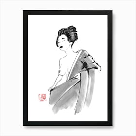 Geisha Undressing Art Print