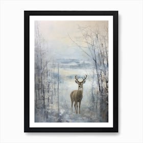 Vintage Winter Animal Painting Deer 5 Art Print