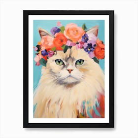 Himalayan Cat With A Flower Crown Painting Matisse Style 1 Art Print