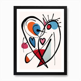 Abstract Heart Line Illustration Colours 2 Art Print