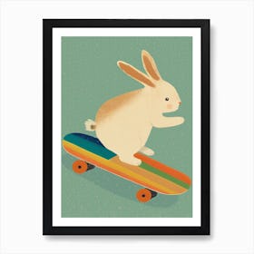 Bunny On Skateboard Art Print