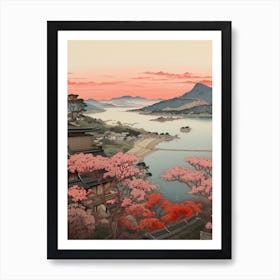 Amanohashidate In Kyoto, Ukiyo E Drawing 2 Art Print