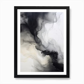 White And Black Flow Asbtract Painting 3 Art Print