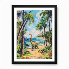 Dinosaur On The Beach Painting 2 Art Print