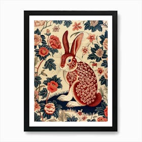 Chinese Lunar Year Of The Rabbit Brown 1 Full William Morris Style Art Print