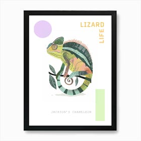 Green Jackson S Chameleon Abstract Modern Illustration 2 Poster Art Print