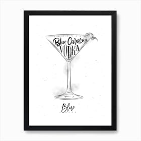 Blue Lagoon Cocktail White Art Print