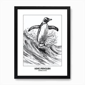 Penguin Surfing Waves Poster 7 Art Print