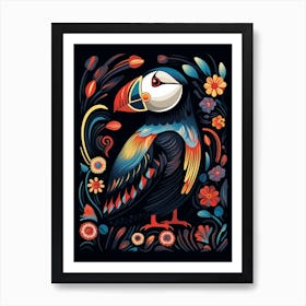 Folk Bird Illustration Puffin 1 Art Print