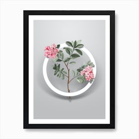 Vintage Hairy Alpenrose Minimalist Flower Geometric Circle on Soft Gray n.0460 Art Print
