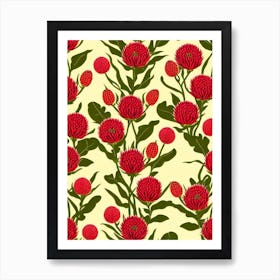 Proteas 2 Repeat Retro Flower Art Print