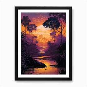 Sunset In The Jungle Art Print