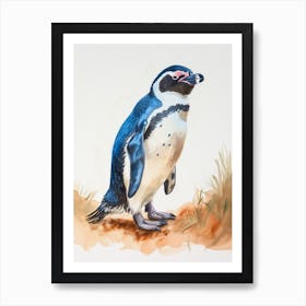 Humboldt Penguin Paradise Harbor Watercolour Painting 3 Art Print