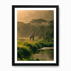 Giraffe In The Savannah Art Print