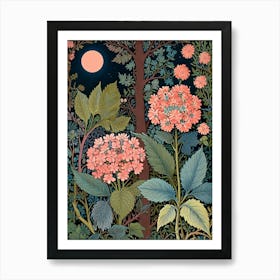 William Morris Hydrangeas At Night Art Print