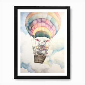 Baby Sheep 2 In A Hot Air Balloon Art Print