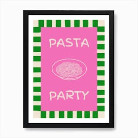 Pasta Party Pink & Green Poster Art Print