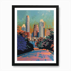 The Domain Austin Texas Colourful Blockprint 1 Art Print