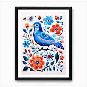 Scandinavian Bird Illustration Bluebird 2 Art Print