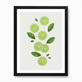 Lime Slices And Leaves 1 Art Print