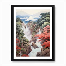 Nachi Falls In Wakayama, Ukiyo E Drawing 2 Art Print