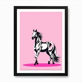 horse On Solid pin Background, modern animal art, Art Print