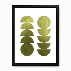 Olive green mid century modern Art Print