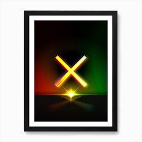 Neon Geometric Glyph in Watermelon Green and Red on Black n.0322 Art Print