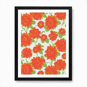 Zinnia Floral Print Retro Pattern Flower Art Print