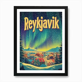 Aihrgdesign A 1970s Inspired Travel Poster For Reykjavik 5 Art Print