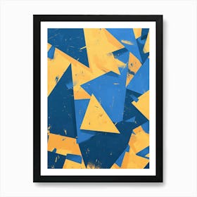 Blue And Yellow Triangles Art Print