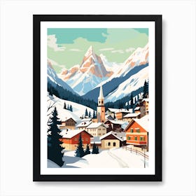 Vintage Winter Travel Illustration Lech Austria 1 Art Print