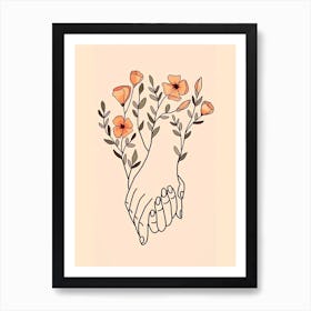 Hand Holding Flowers Art Print