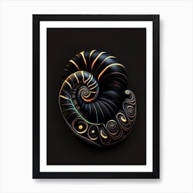 Snail With Black Background Patchwork Art Print