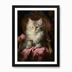 Cat In Medieval Robes Rococo Style  9 Art Print