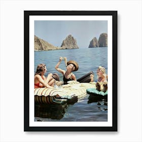 Women Eating Pasta On Water Art Print