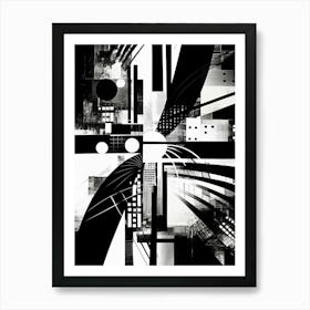 Intersection Abstract Black And White 6 Art Print