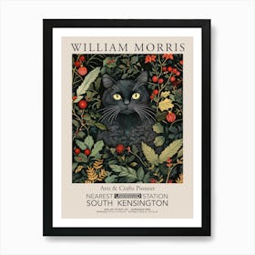 William Morris Prints Black Cat Portrait Christmas Gift Winter Vintage Art Print