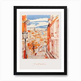 Santander Spain Orange Drawing Poster Art Print