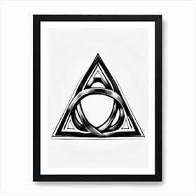 Triquetra, Symbol, Third Eye Simple Black & White Illustration 2 Art Print