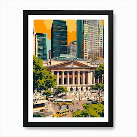 The New York Public Library New York Colourful Silkscreen Illustration 3 Art Print