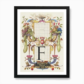 Guide For Constructing The Letter F From Mira Calligraphiae Monumenta, Joris Hoefnagel Art Print