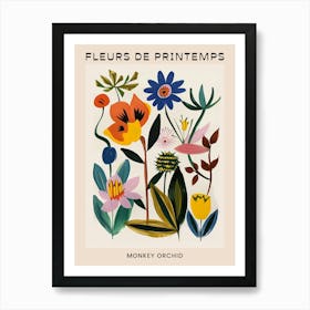 Spring Floral French Poster  Monkey Orchid 2 Art Print