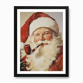 Santa Claus Smoking Pipe Art Print