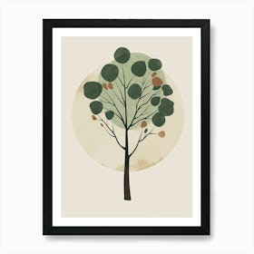 Walnut Tree Minimal Japandi Illustration 1 Art Print