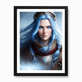 Viking Girl With Blue Hair Art Print