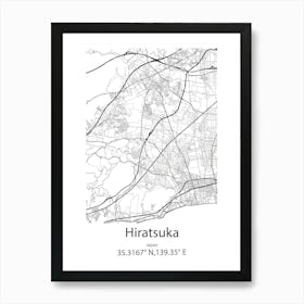 Hiratsuka,Japan Minimalist Map Art Print