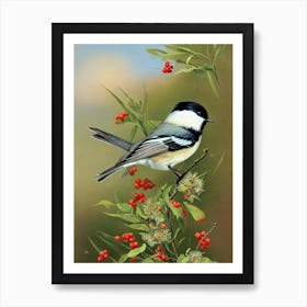 Carolina Chickadee Haeckel Style Vintage Illustration Bird Art Print