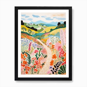 Colourful Countryside Landscape Illustration 2 Art Print