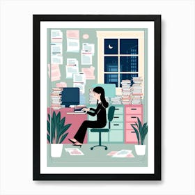 Businesswoman Working At Home Art Print